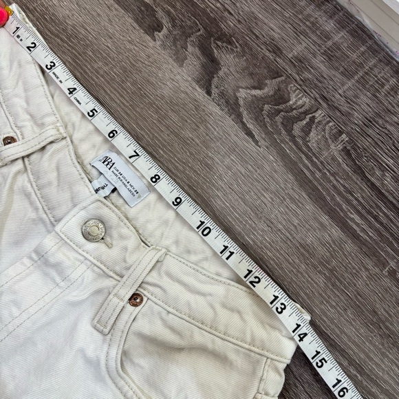 Zara Jeans White Denim Raw Hem The Grunge Pants Women’s 6 - Picture 9 of 13